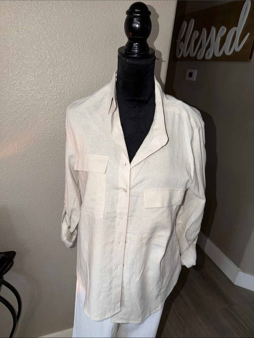 Love Tree Cream Button-Down Shirt